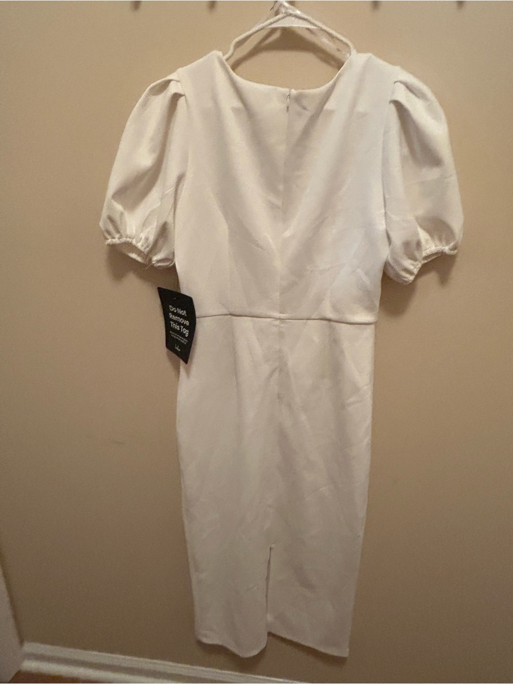 Lulu's White Puff-Sleeve Midi Sheath Dress - Picture 4 of 4